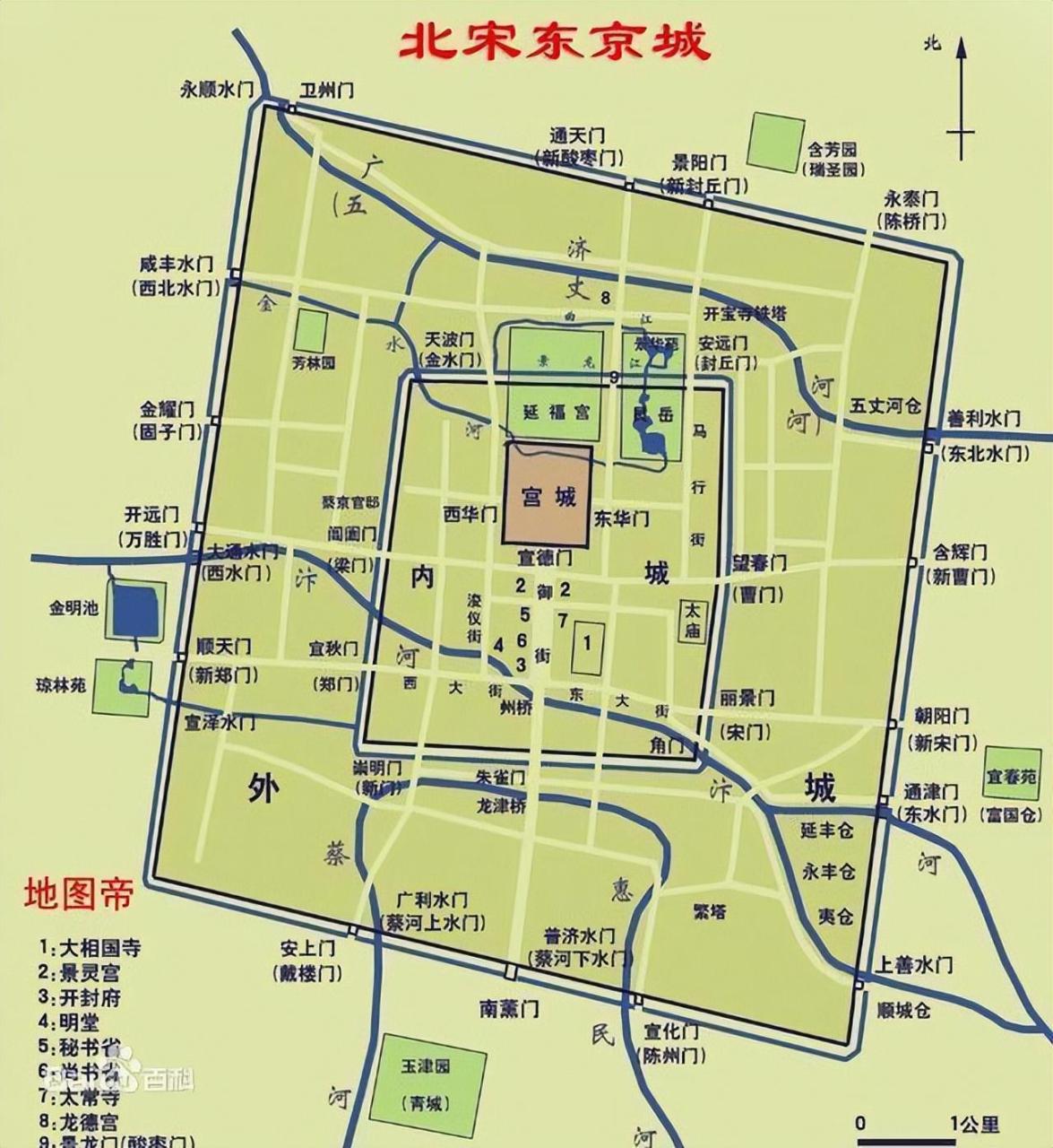 北宋都城东京是今天的什么地方（北宋东京城平面图说明）-梦路生活号